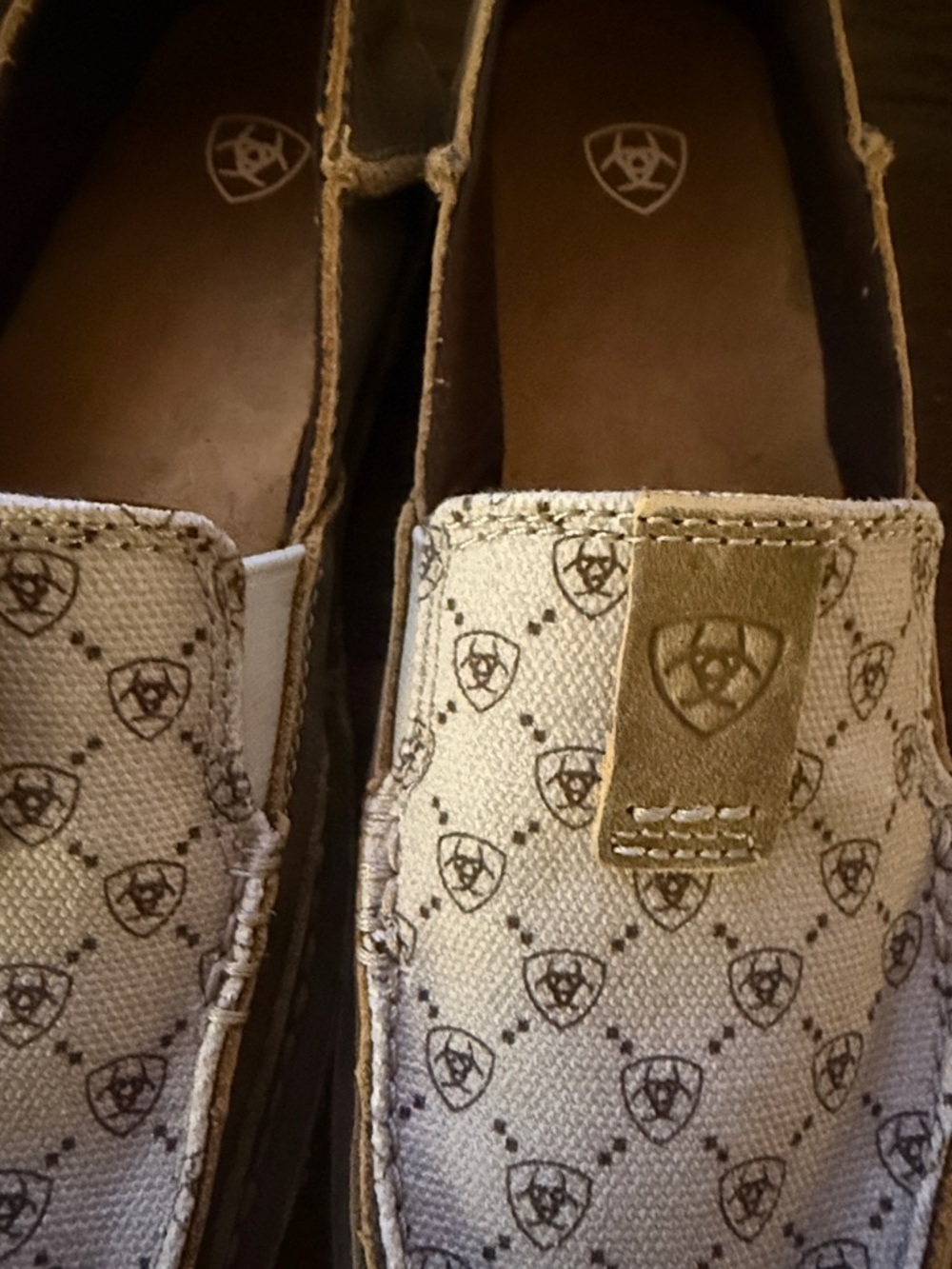 Ariat Beige Canvas Slip-Ons with Brown Logo Accents - Picture 6 of 6